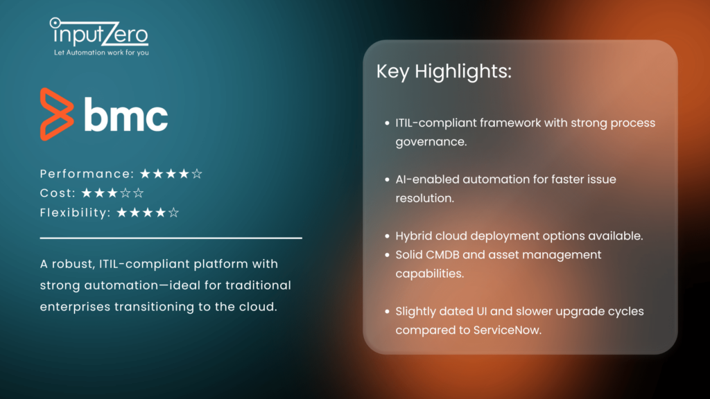 BMC Helix ITSM Tool comparison